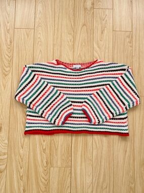 Striped Crochet Sweater with Multicolor Stripes